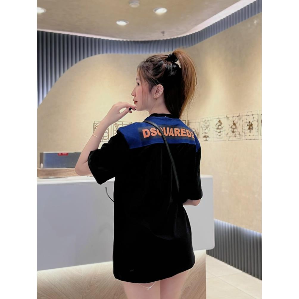 Áo Thun Nam DSQ cộc tay Phối Vải bò In Chữ Sau Lưng hàng siêu cấp - Áo Phông unisex DSQ2 Boy Phố Cực Đẹp, Thời Trang Nam