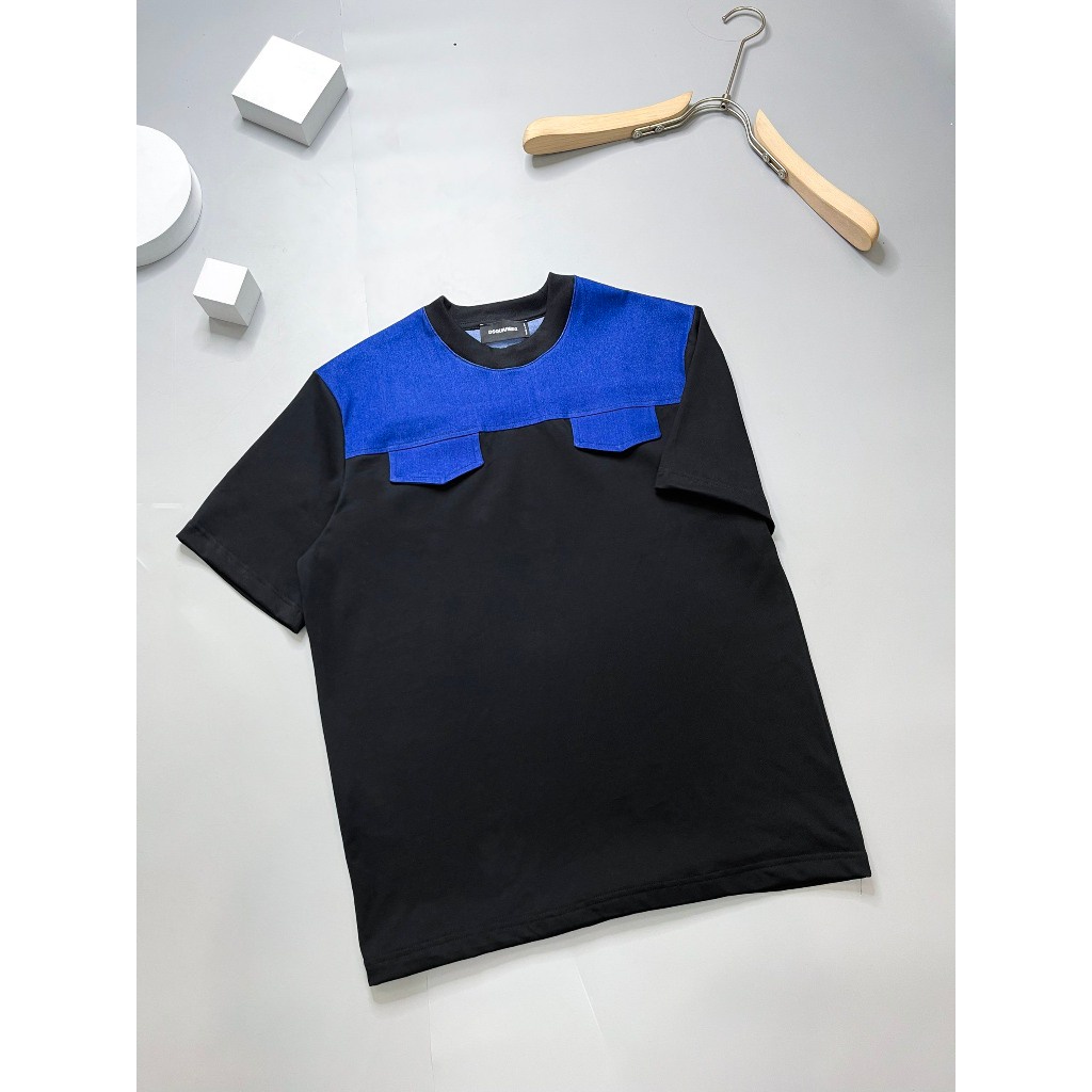 Áo Thun Nam DSQ cộc tay Phối Vải bò In Chữ Sau Lưng hàng siêu cấp - Áo Phông unisex DSQ2 Boy Phố Cực Đẹp, Thời Trang Nam