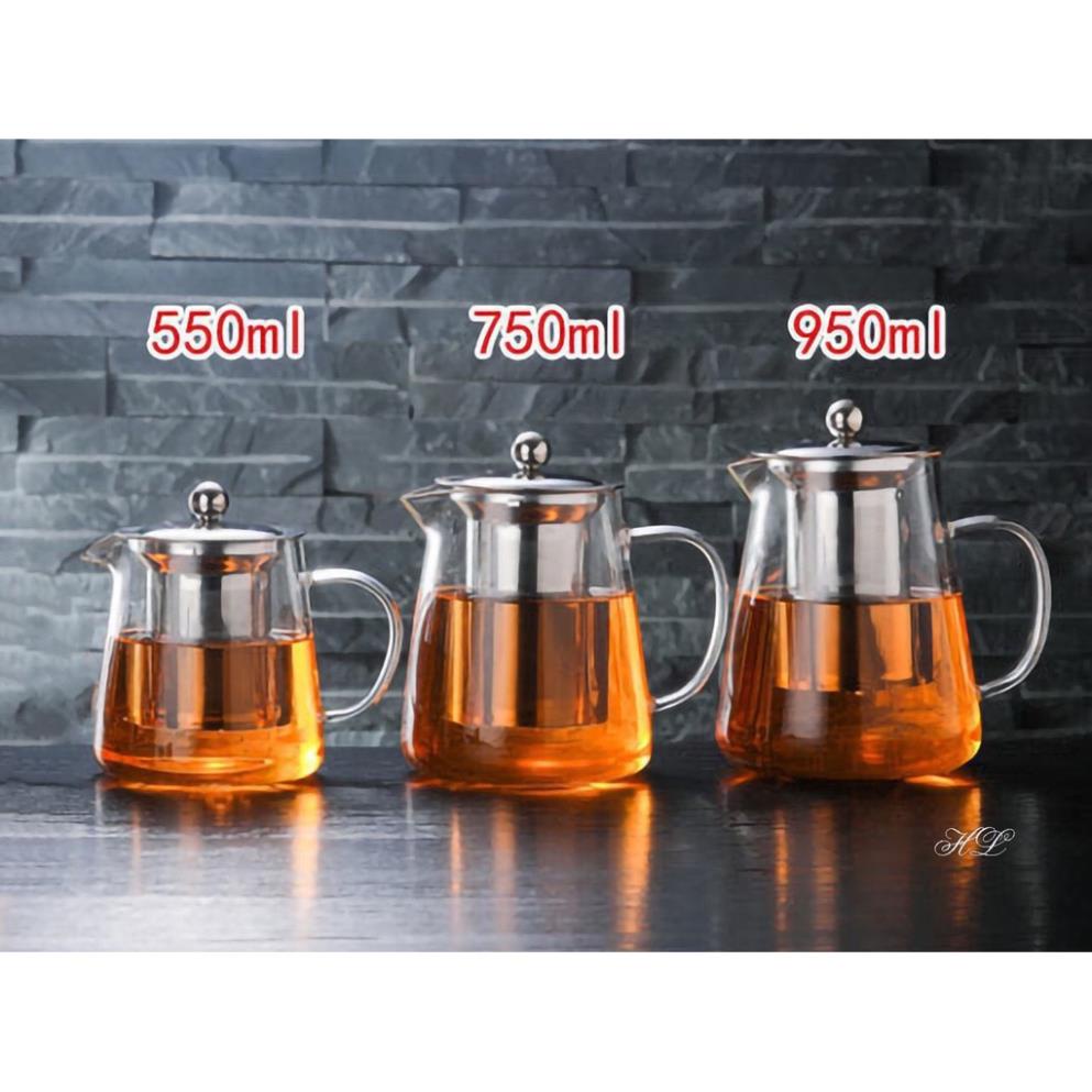 Ấm trà thủy tinh DELI có lõi lọc dáng thẳng