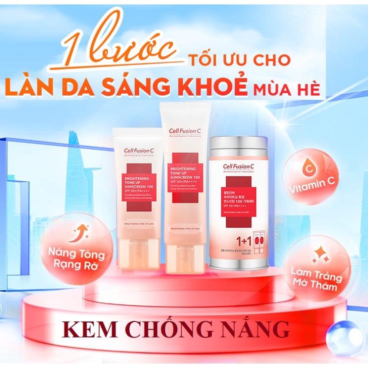 Kem chống nắng Cell Fusion C nâng tone kiềm dầu không bóng nhờn rít 50ml chống mọi UVA UVB