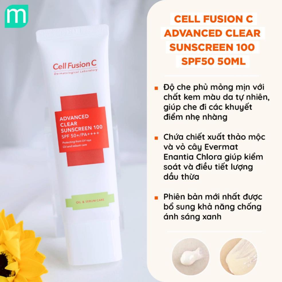 Kem chống nắng Cell Fusion C nâng tone kiềm dầu không bóng nhờn rít 50ml chống mọi UVA UVB