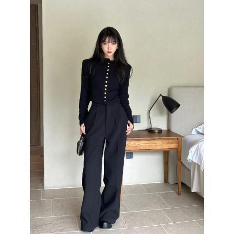 Áo Khoác cardigan Dệt Kim Dáng Ôm Cài Nút Kim Loại Cao Cấp