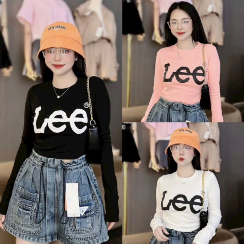 Áo thun nữ cổ tròn tay dài in chữ Lee hot nhất A15