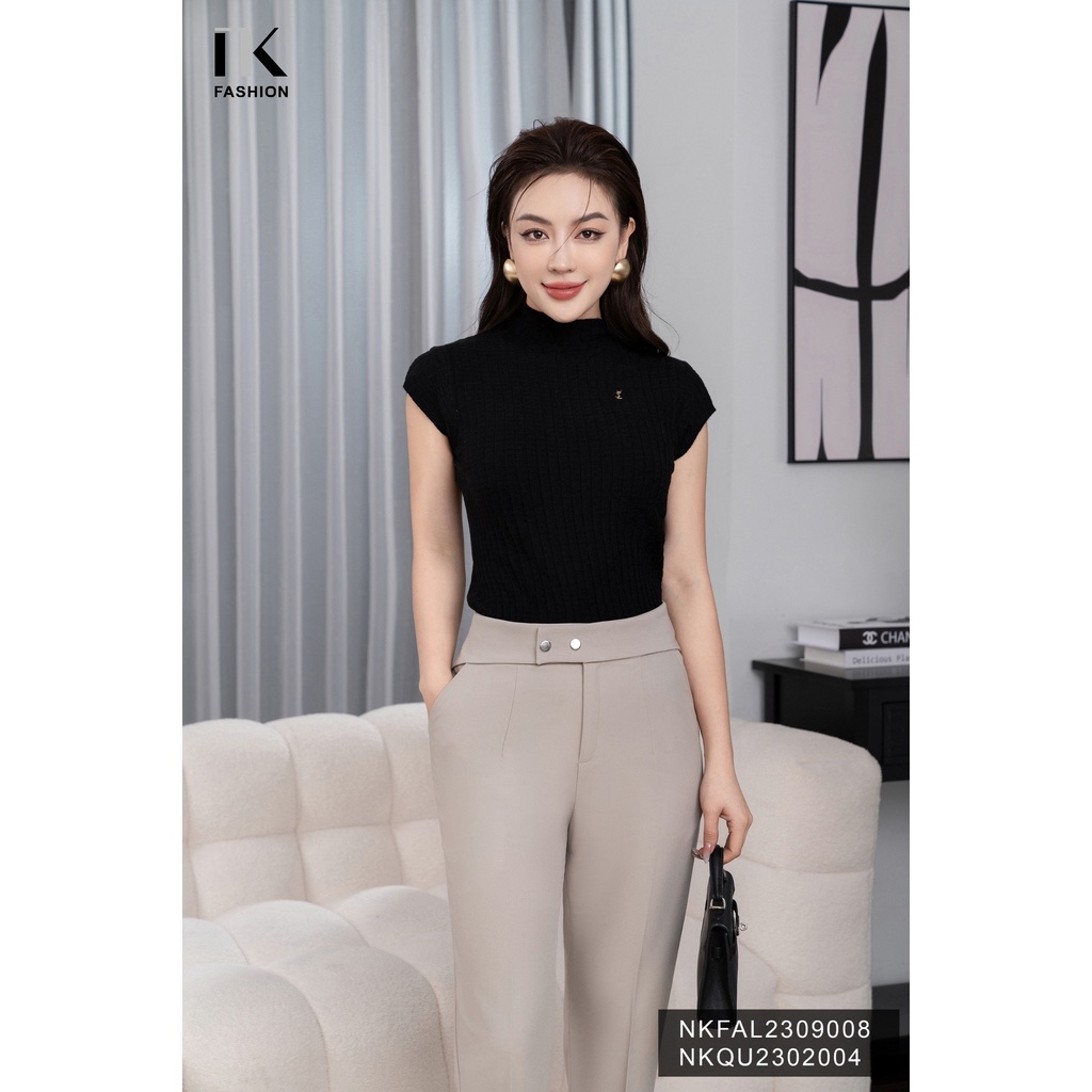 Áo Len vai Chờm Cao Cổ NKFAL2309008 NK Fashion Công Sở Nữ Basic Thu Đông, Giữ Nhiệt Tốt, Trendy, phối đồ váy, quần Tây,…