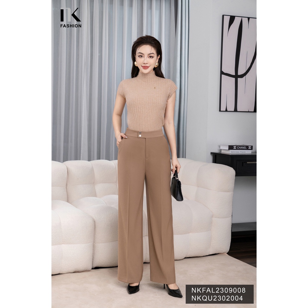 Áo Len vai Chờm Cao Cổ NKFAL2309008 NK Fashion Công Sở Nữ Basic Thu Đông, Giữ Nhiệt Tốt, Trendy, phối đồ váy, quần Tây,…