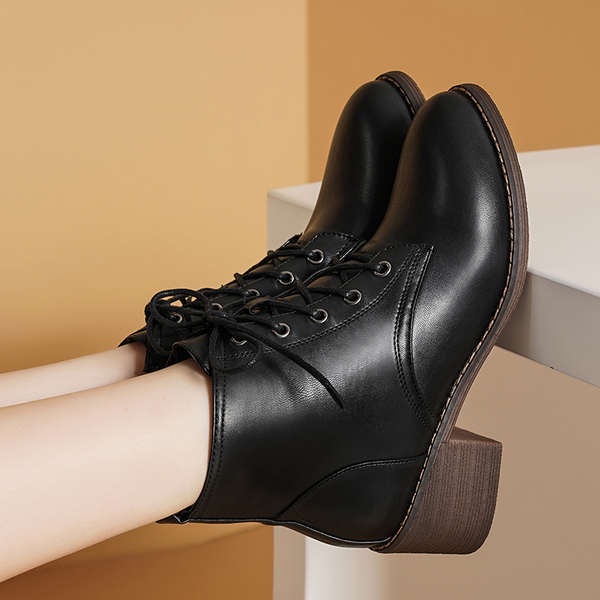 Giày Bốt martin Da Thật Cổ Thấp Đế Dày Có Khóa Kéo Bên Hông Thời Trang Mùa Đông 2023 Cho Bạn Gái