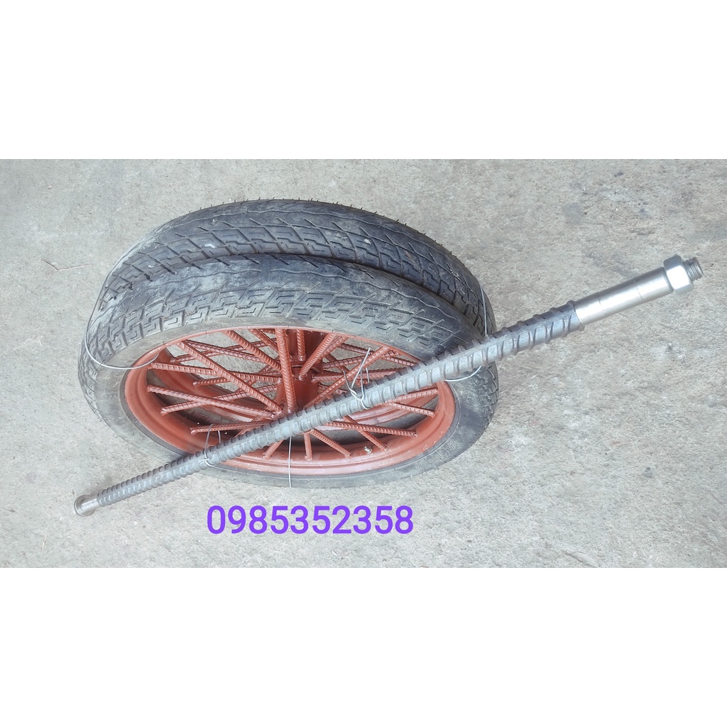 Bánh xe ba gác, bánh xe cải tiến, bánh Xe lôi, bánh xe thồ, bánh xe bò, 14 nan hoặc 18 nan x 1.1m pi28 Dùng Bi 6205