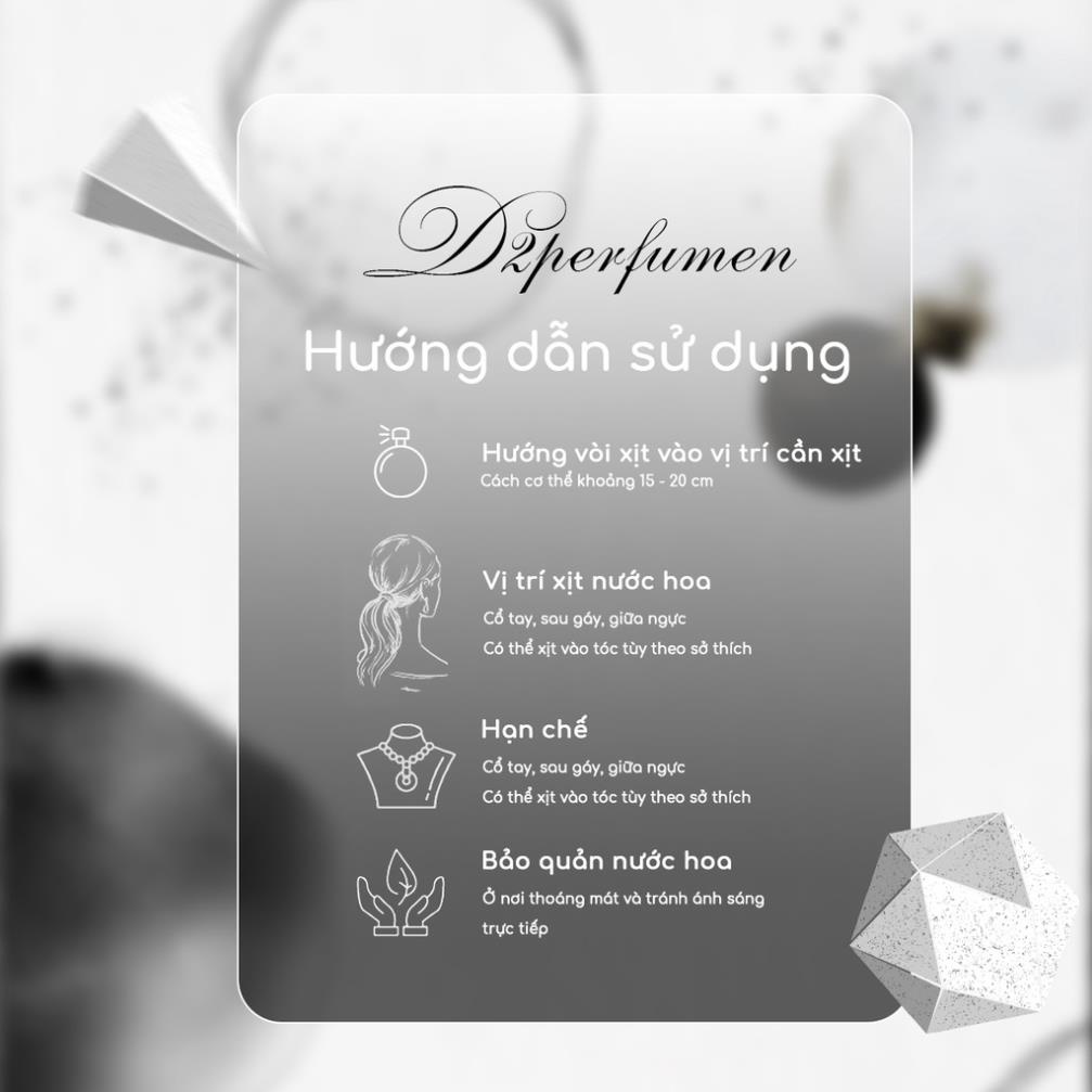 Nước Hoa Nam, Nữ Nguyên Liệu Nhập Pháp Hương Thơm Ngọt Ngào, Bí Ẩn, Lôi Cuốn Dạng Xịt 10ml và 2ml