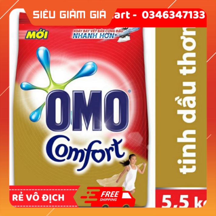 Bột Giặt Omo 5,5 kg tình dầu thơm và 6kg Date mới