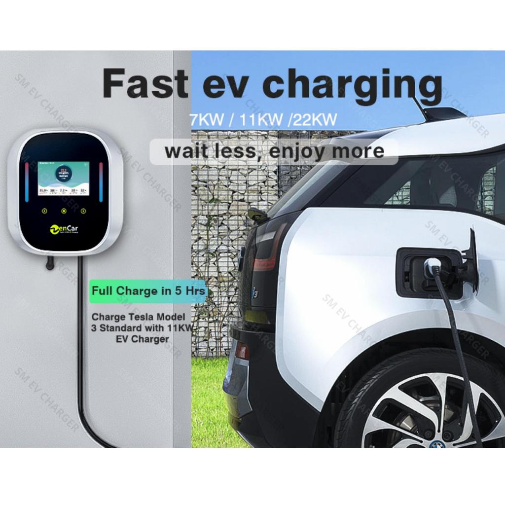 ZENCAR - Sạc 11-22KW cho xe điện Vinfast Volvo Kia Huyndai chuẩn TYPE 2 - Bộ Sạc Treo Tường Tại Nhà - SMEV - Chính Hãng