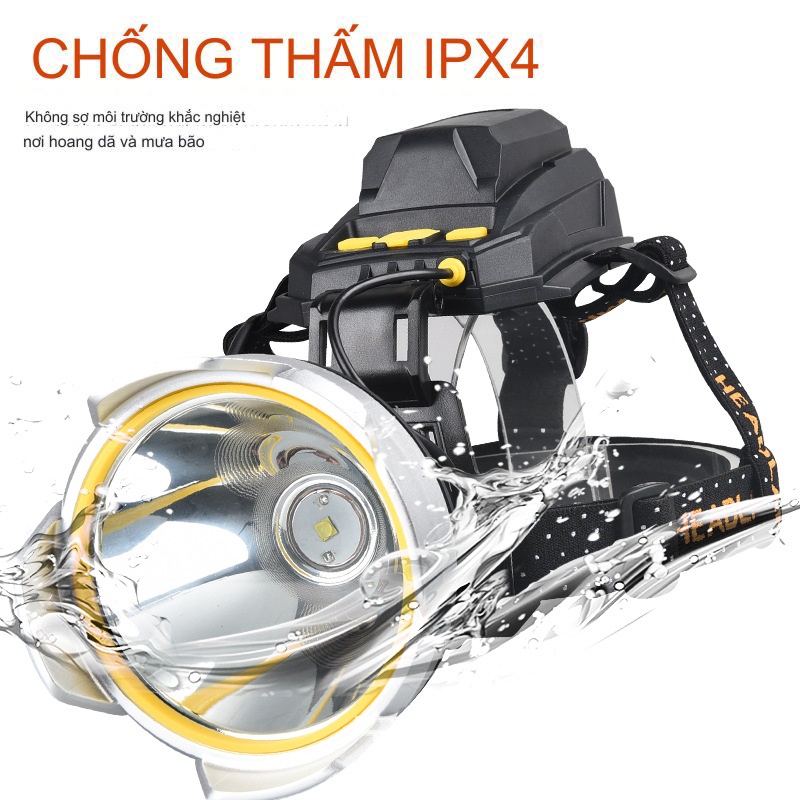 Đèn Pin Đội Đầu Siêu Sáng Pin Trâu Sử Dụng Trên 8 Tiếng Chiếu Xa 500-800m Công Xuất Lớn Ánh Sáng Trắng Cảm Biến Bằng Tay