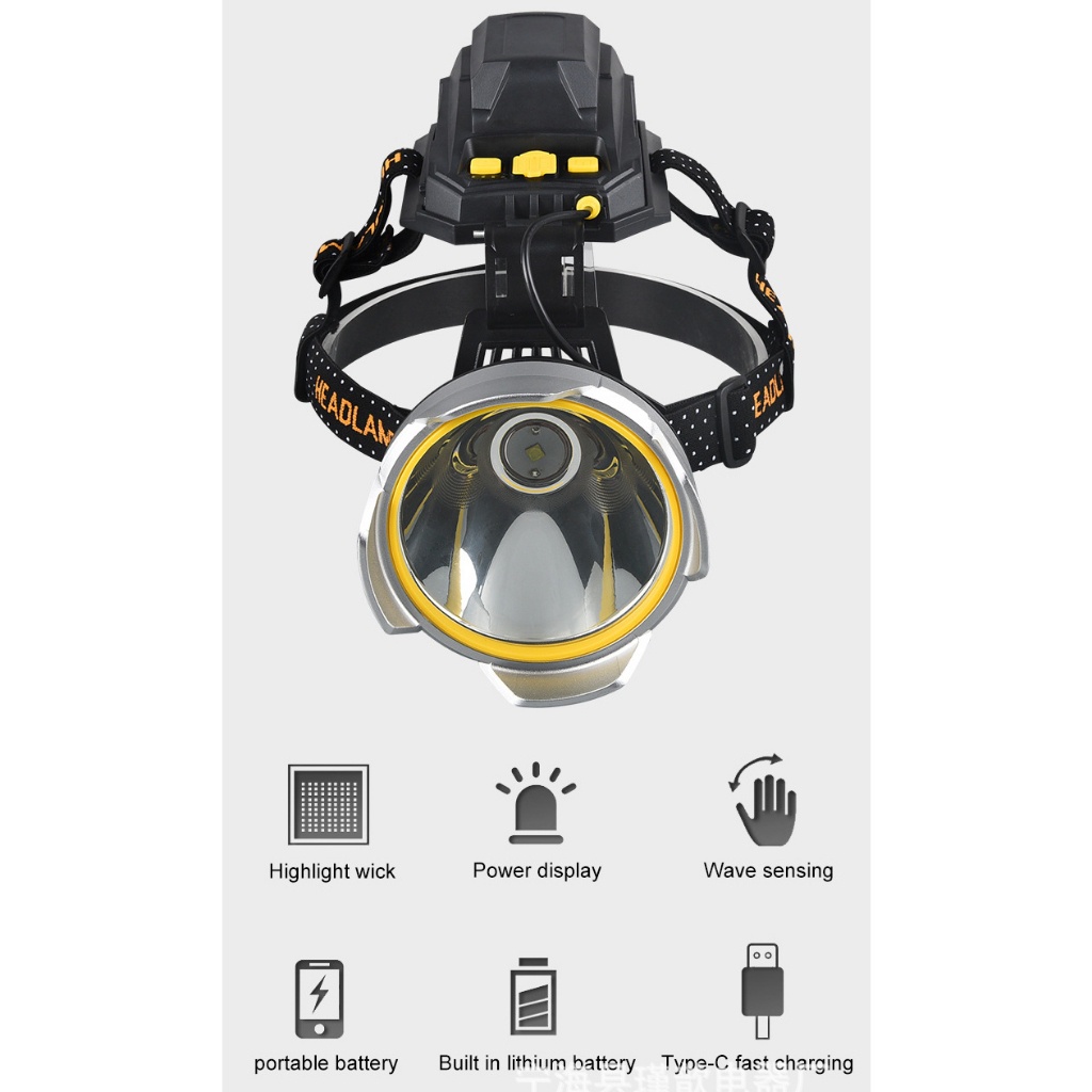 Đèn Pin Đội Đầu Siêu Sáng Pin Trâu Sử Dụng Trên 8 Tiếng Chiếu Xa 500-800m Công Xuất Lớn Ánh Sáng Trắng Cảm Biến Bằng Tay