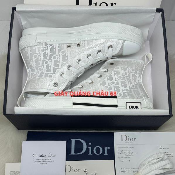 Giày Thể Thao Dior B23 High 'Dior Oblique'. Giày Thể Thao Dior Họa Tiết Monogram Trắng Cổ Cao