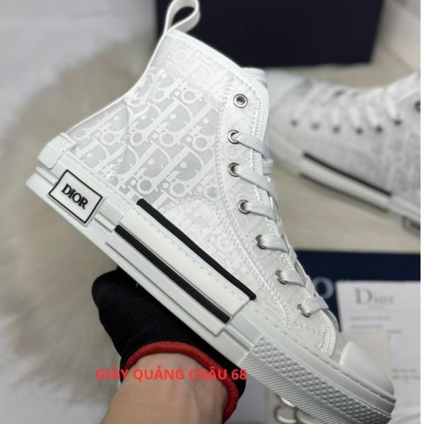 Giày Thể Thao Dior B23 High 'Dior Oblique'. Giày Thể Thao Dior Họa Tiết Monogram Trắng Cổ Cao