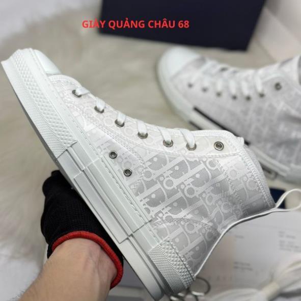 Giày Thể Thao Dior B23 High 'Dior Oblique'. Giày Thể Thao Dior Họa Tiết Monogram Trắng Cổ Cao