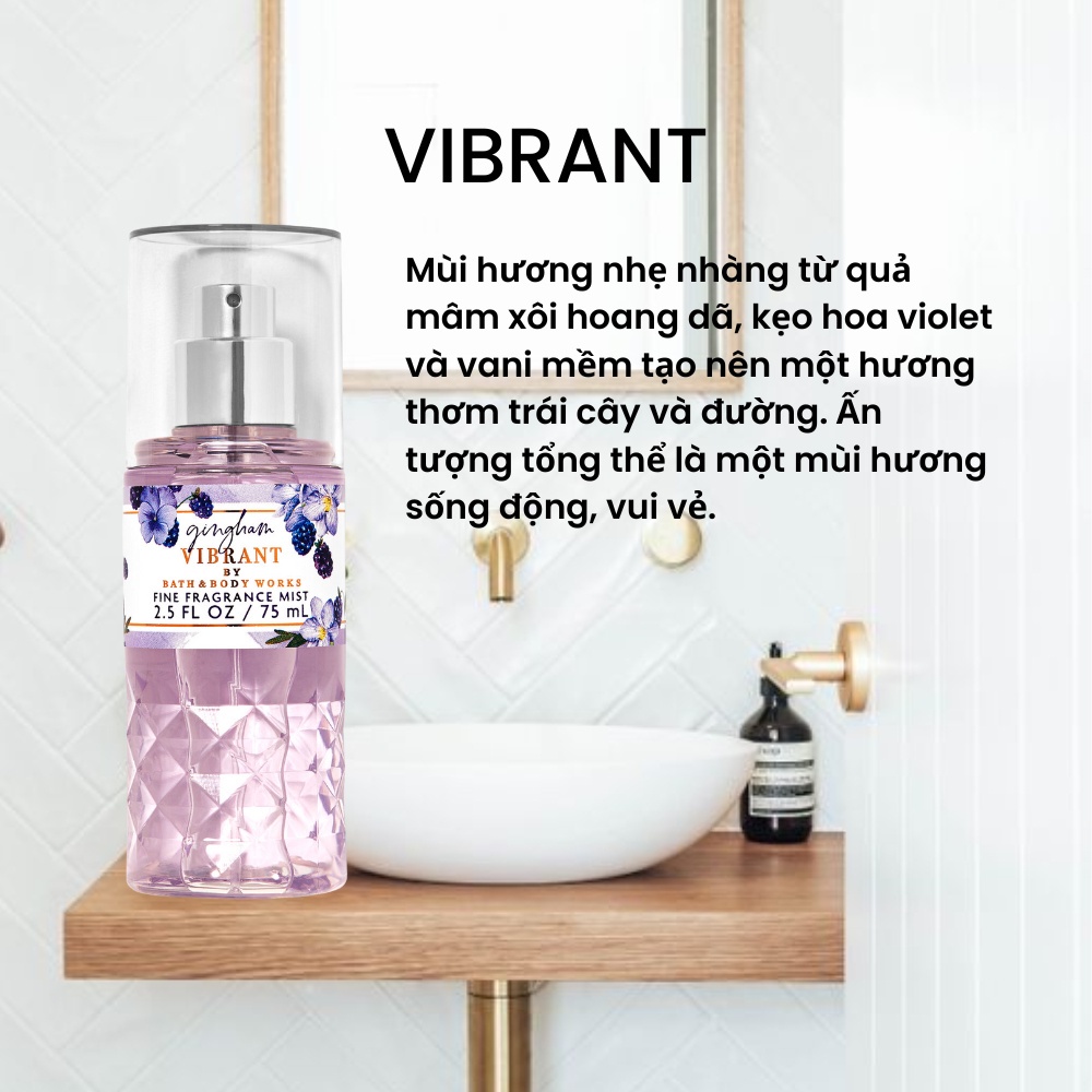 𝐁𝐀𝐓𝐇 & 𝐁𝐎𝐃𝐘 𝐖𝐎𝐑𝐊 - Xịt thơm toàn thân GINGHAM, GINGHAM GORGEOUS, GINGHAM VIBRANT, GINGHAM FRESH 75ML