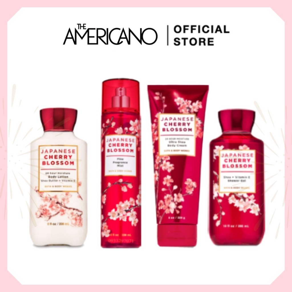 𝐁𝐀𝐓𝐇 & 𝐁𝐎𝐃𝐘 𝐖𝐎𝐑𝐊 - Xịt thơm+Lotion+Sữa tắm Body Mist hương Japan Cherry Blossom Fullseal 236ml