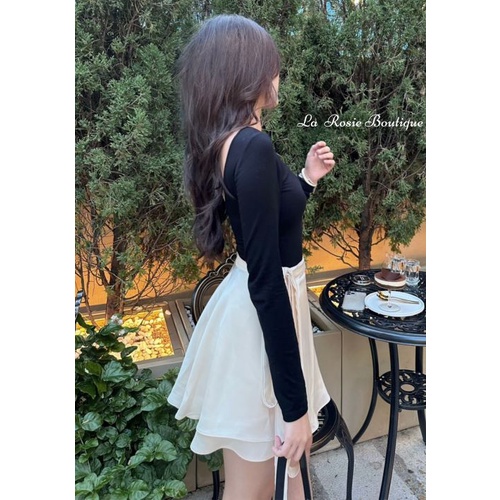 Chân váy lụa form ngắn xòe wrap skirt La Rosie Boutique