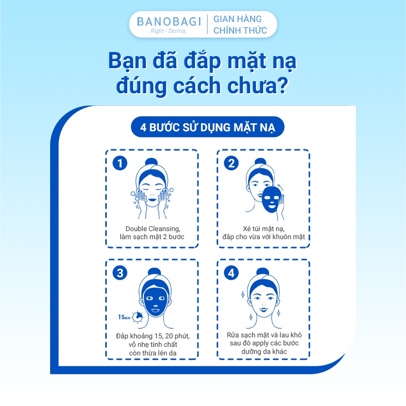 COMBO 4 Miếng Mặt Nạ BANOBAGI Cấp Ẩm, Dưỡng Trắng, Thư Giãn Làn Da Vita Genic Jelly Mask