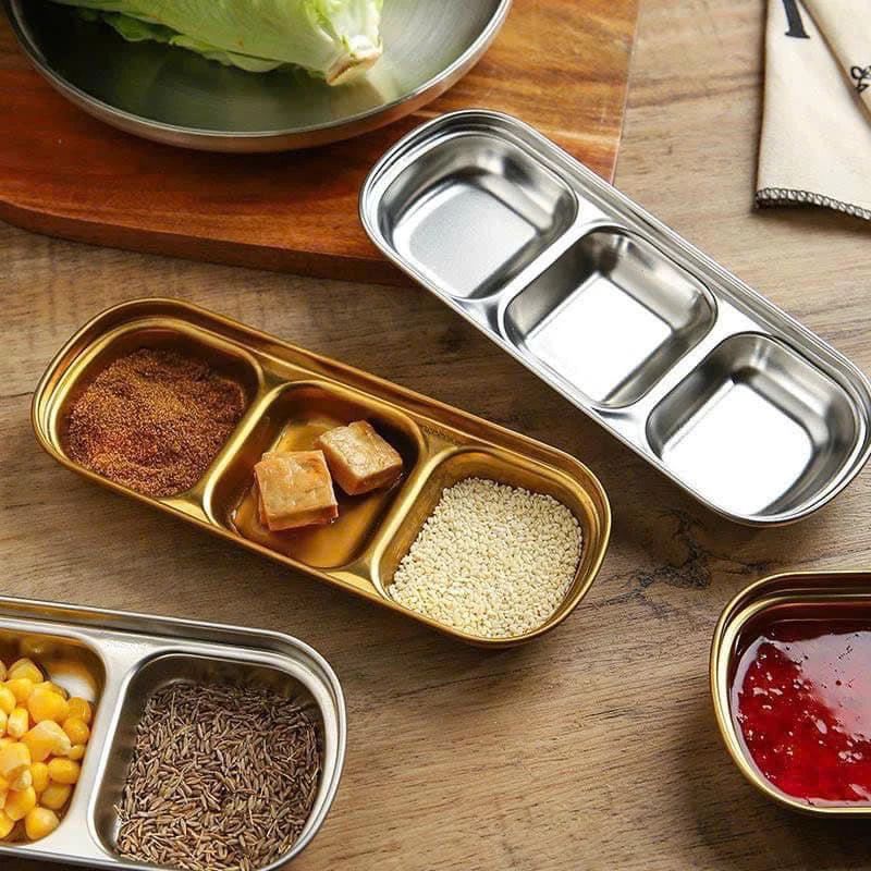 KHAY INOX GIA VỊ LOẠI 1 NGĂN, 2 NGĂN, 3 NGĂN