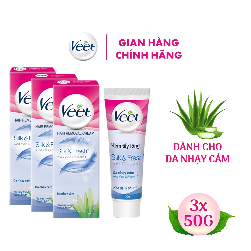 [Mã FMCGVEET71 giảm 8% đơn 150k] Bộ 3 Kem tẩy lông Veet cho da nhạy cảm 50g/tuýp