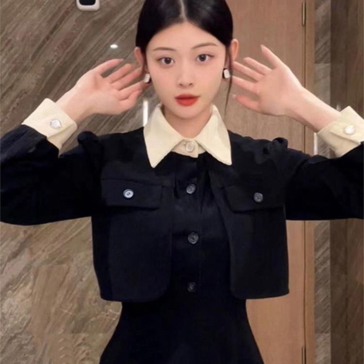 Đầm Dài Giả Hai Mảnh Màu Đen Phong Cách Pháp Thời Trang Mùa Thu 2023