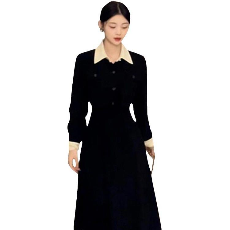 Đầm Dài Giả Hai Mảnh Màu Đen Phong Cách Pháp Thời Trang Mùa Thu 2023