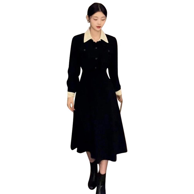 Đầm Dài Giả Hai Mảnh Màu Đen Phong Cách Pháp Thời Trang Mùa Thu 2023