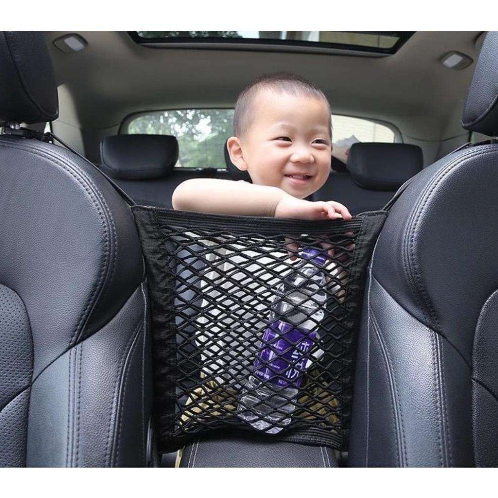 Túi lưới treo đồ giữa 2 ghế đa năng, lưới chắn an toàn trẻ em trên xe ô tô