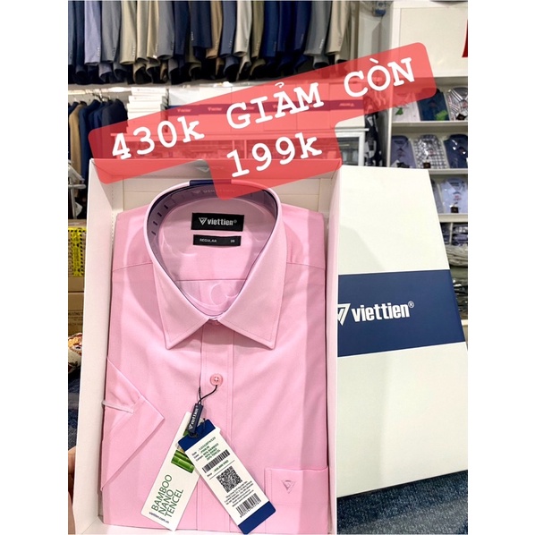 ÁO SƠ Mi VIỆT TIẾN NGẮN TAY❤️ GIẢM GIÁ 💕freeship💕 áo sơ mi mẫu trơn màu hồng ngắn tay SALE