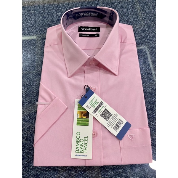 ÁO SƠ Mi VIỆT TIẾN NGẮN TAY❤️ GIẢM GIÁ 💕freeship💕 áo sơ mi mẫu trơn màu hồng ngắn tay SALE