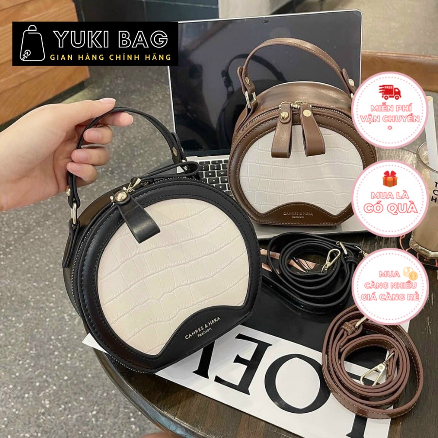 Túi xách nữ, cốp tròn đeo chéo, đeo vai, dùng đi chơi, đi học, đi làm, chất da đẹp, thời trang cao cấp size 13cm YB404