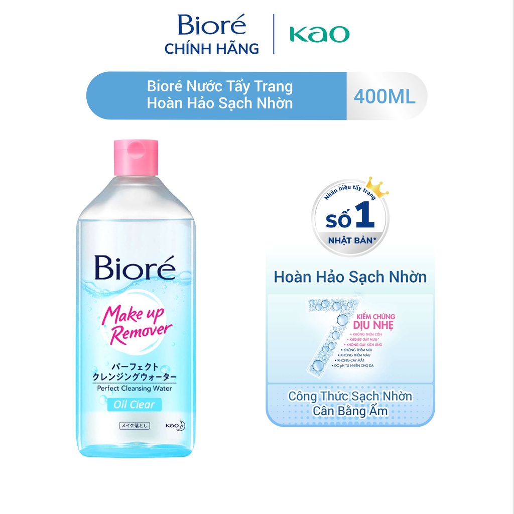 Bioré Nước Tẩy Trang Hoàn Hảo Sạch Nhờn Bioré Make Up Remover Perfect Cleansing Water Oil Clear 400ml