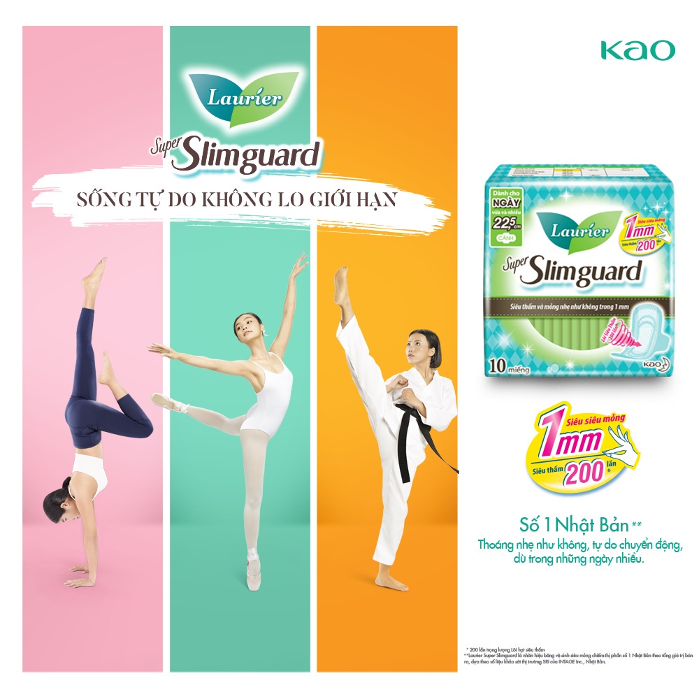 Combo 4 gói BVS Laurier siêu mỏng bảo vệ 1mm 30cm 8 miếng