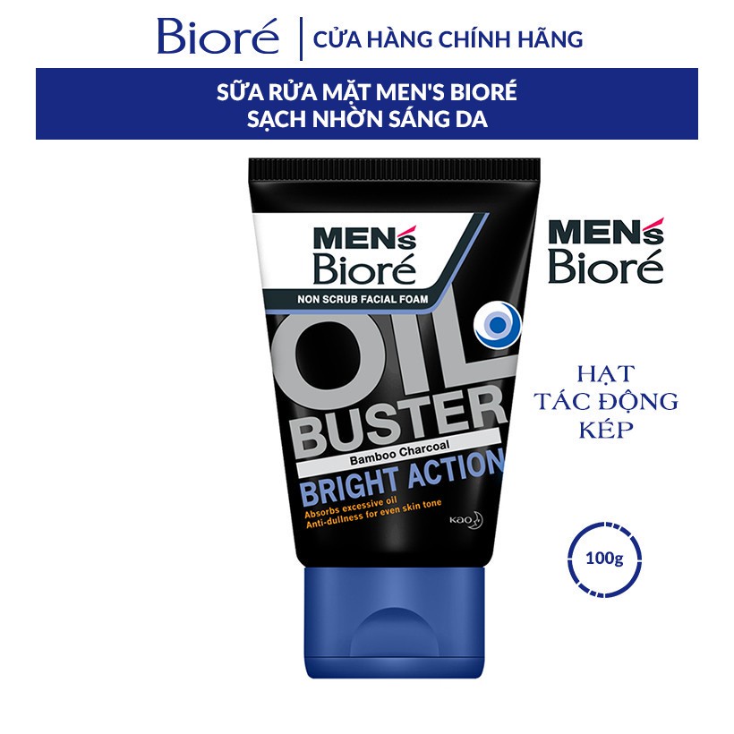 Sữa Rửa Mặt Men Biore OIL BUSTER Sạch Nhờn Sáng Da 100g