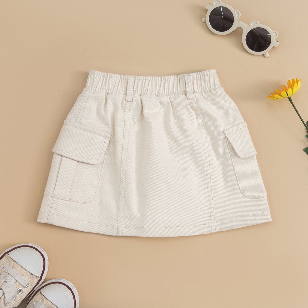 Chân váy kaki cho bé gái ILABY túi ốp ly trụ chất kaki hai màu cho bé 10-35kg