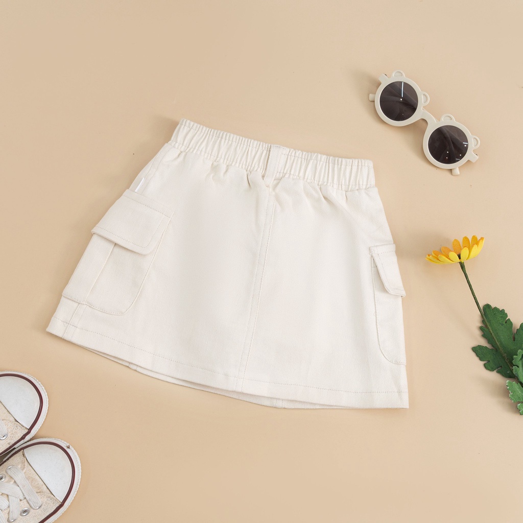 Chân váy kaki cho bé gái ILABY túi ốp ly trụ chất kaki hai màu cho bé 10-35kg