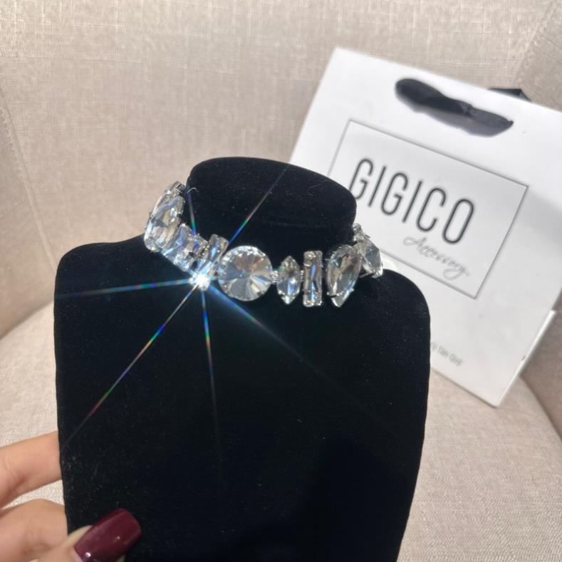 Choker Vòng Cổ Đá Sáng Sang Trọng Dành Cho Nữ Bling Bling choker đá tròn vuông K001