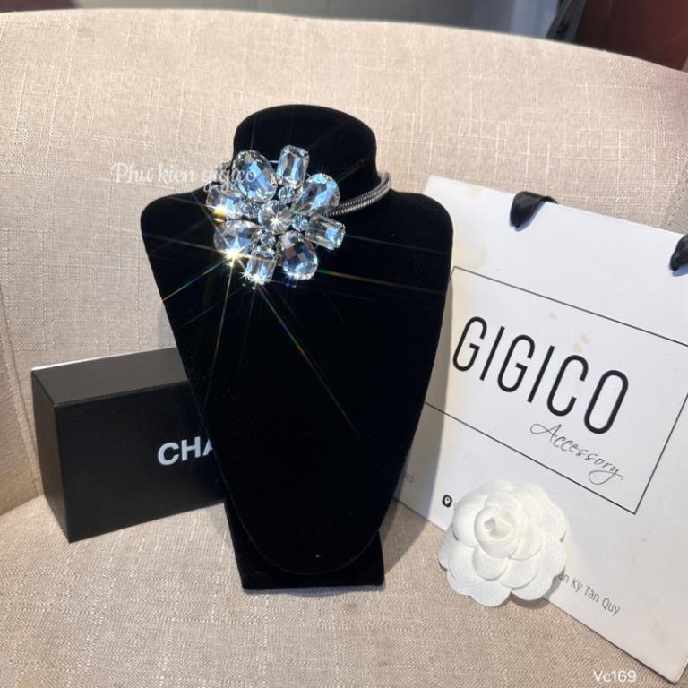 Choker Vòng Cổ Đá Sáng Sang Trọng Dành Cho Nữ Bling Bling choker đá tròn vuông K001