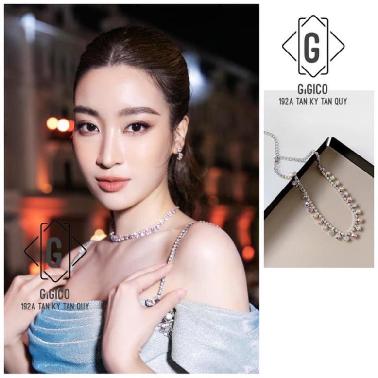Choker Vòng Cổ Đá Sáng Sang Trọng Dành Cho Nữ Bling Bling choker đá tròn vuông K001