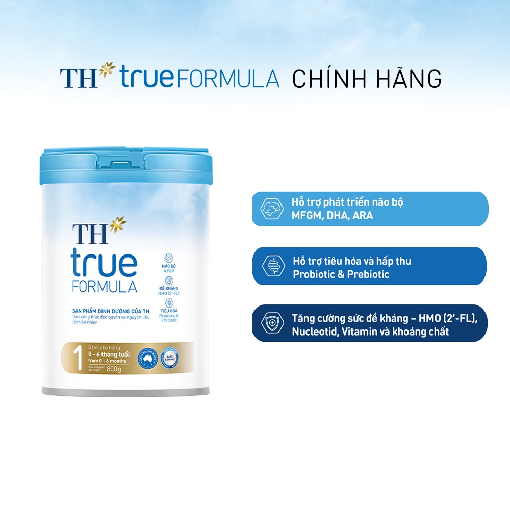 Combo 2 Sản phẩm dinh dưỡng công thức cho trẻ từ 0 đến 6 tháng tuổi TH True Formula 1 800g