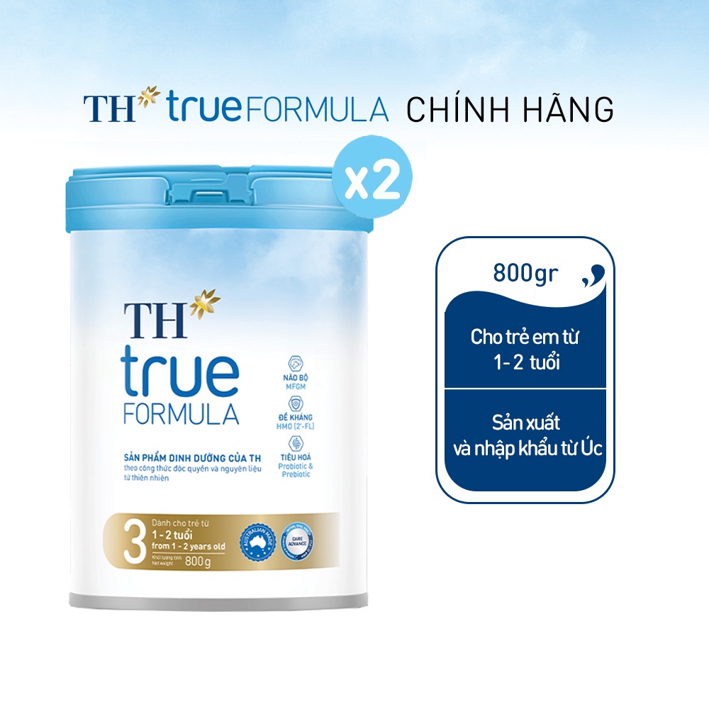 Combo 2 Sản phẩm dinh dưỡng công thức cho trẻ từ 1 đến 2 tuổi TH True Formula 3 800g