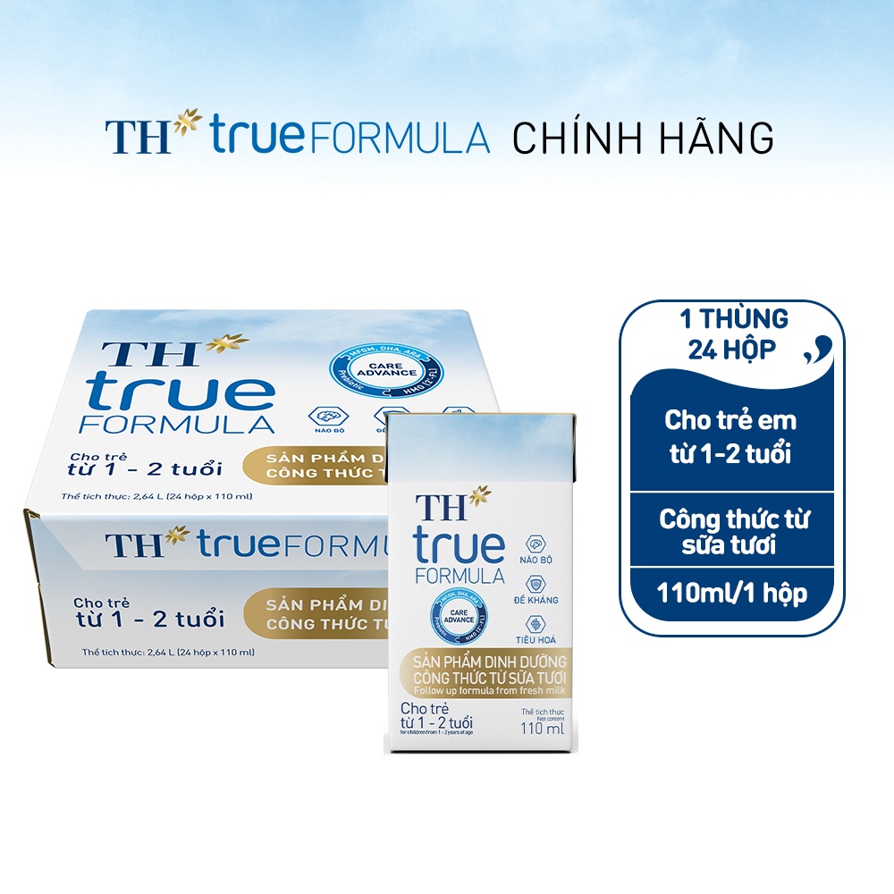 Thùng 24 hộp sản phẩm dinh dưỡng công thức sữa tươi TH True Formula 110ml