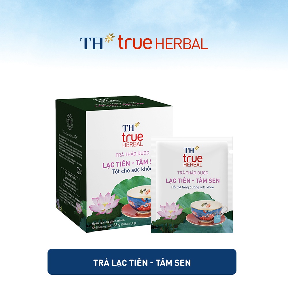 Bộ 2 hộp Trà thảo dược Giảo cổ lam – Linh chi & Trà Lạc tiên – Tâm sen TH True Herbal (40 gói)