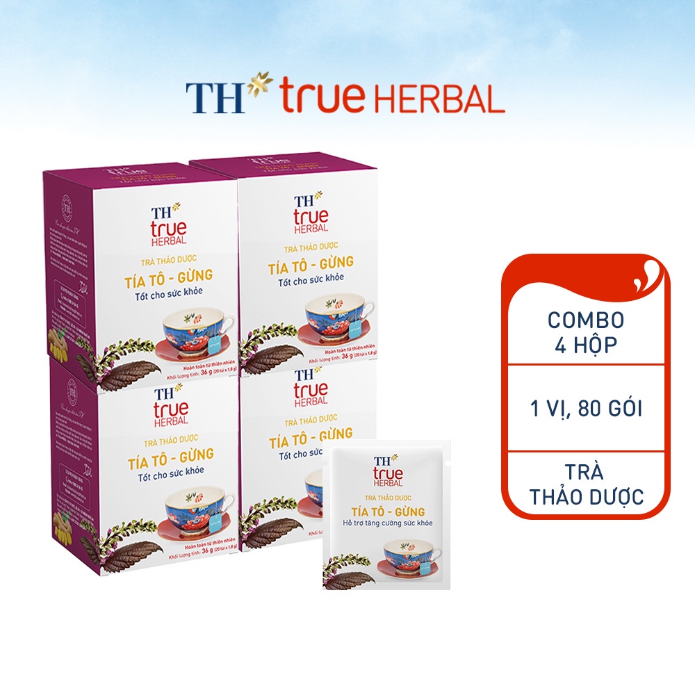 Combo 4 Hộp trà Tía tô – Gừng TH True Herbal (20 gói)