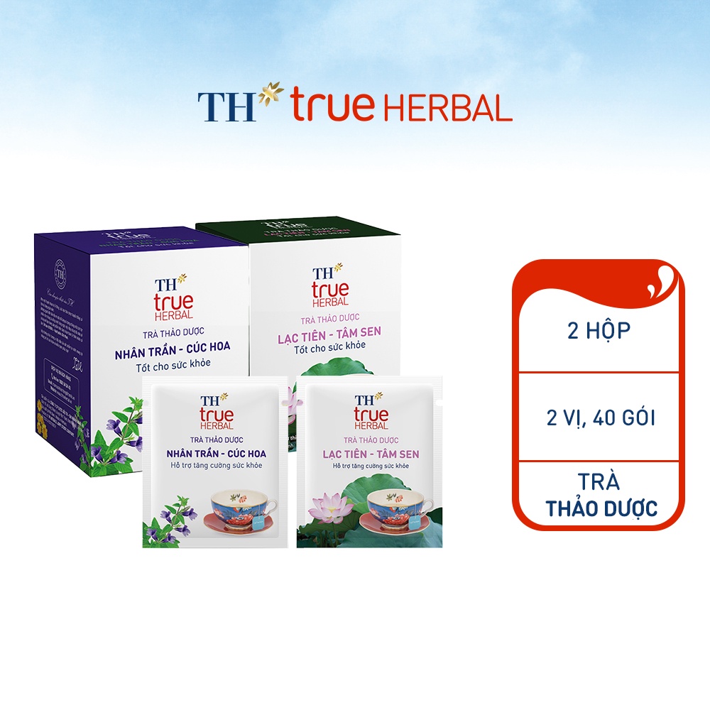 Bộ 2 hộp Trà Nhân trần – Cúc hoa & Trà Lạc tiên – Tâm sen TH Tru