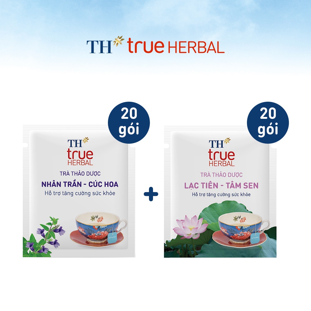 Bộ 2 hộp Trà Nhân trần – Cúc hoa & Trà Lạc tiên – Tâm sen TH Tru