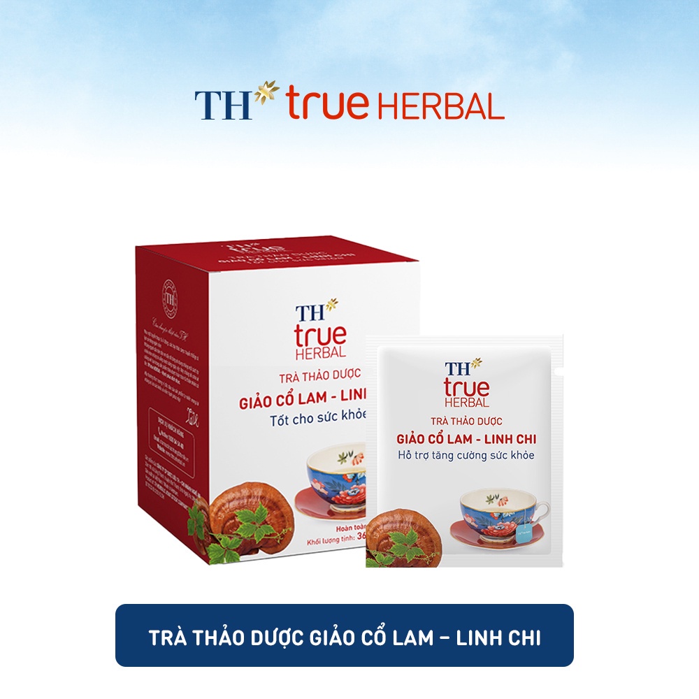 Bộ 2 hộp Trà thảo dược Giảo cổ lam – Linh chi & Trà Tía tô – Gừng TH True Herbal (40 gói)