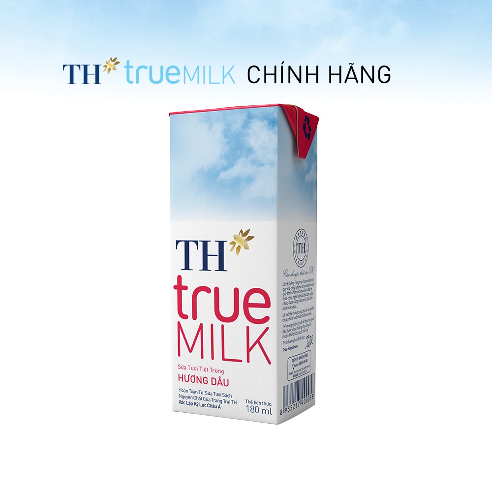 8 Lốc sữa tươi tiệt trùng hương dâu TH True Milk 180ml (180ml x 4 hộp)