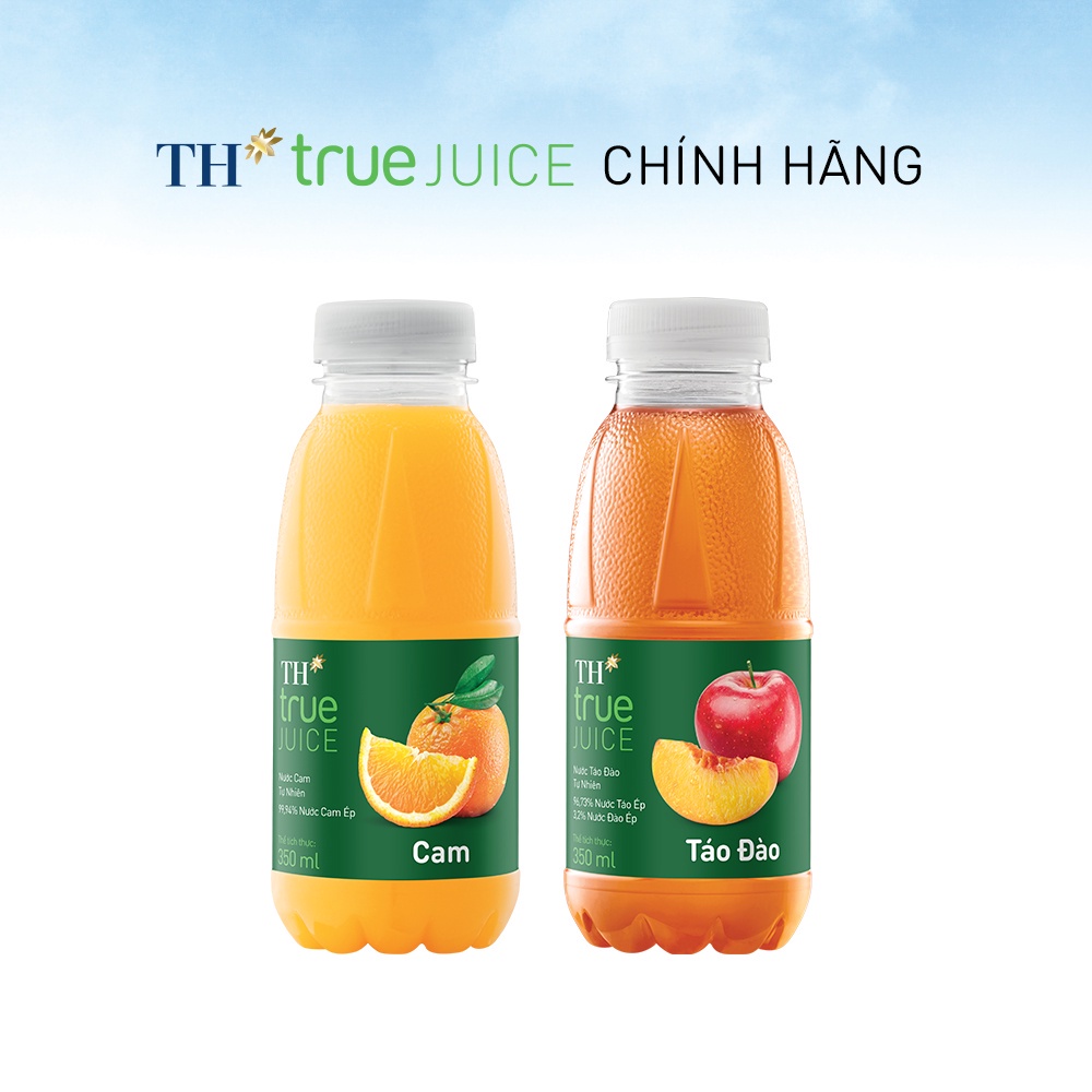 12 Chai nước táo đào và nước cam tự nhiên TH true Juice 350ml (350ml x12)